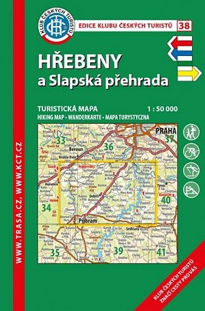 KČT 38 Hřebeny a Slapská přehrada 1:50 000/turistická mapa
