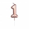 Svíčka dortová rose gold 5 cm číslo 1