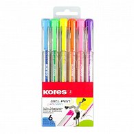 Kores K11 Pen Neon - sada 6 neonových barev (modrá, zelená, oranžová, žlutá, růžová, fialová)