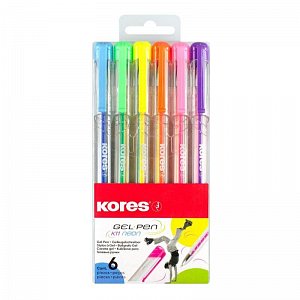 Kores K11 Pen Neon - sada 6 neonových barev (modrá, zelená, oranžová, žlutá, růžová, fialová)