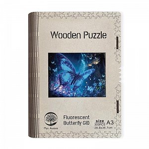 Dřevěné puzzle/Fluorescentní motýl A3 sv