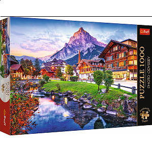 Puzzle Premium 1000 dílků  - Photo Odyssey: Alpská vesnice, Švýcarsko