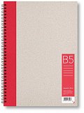 Kroužkový zápisník B5, linka, červený, 50 listů