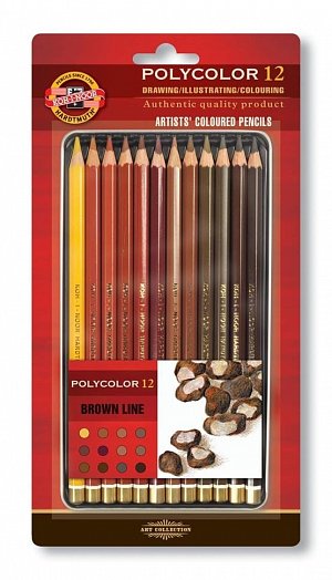 Koh-i-noor pastelky POLYCOLOR 12 ks hnědá řada