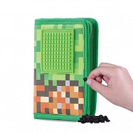 Penál Pixie Crew Minecraft bez náplně látkový se silikonovým panelem + pixely v blistru 16x23x3,5cm