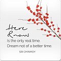 Korkový podtácek s citátem "Here and now Is the only real time. Dream not of a better time"
