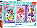 Puzzle Gabbyiny barevné dny 3v1 3x80 dílků