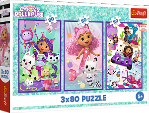 Puzzle Gabbyiny barevné dny 3v1 3x80 dílků