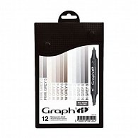 Graph´it Set alkoholových popisovačů, 12ks – Mix Grey