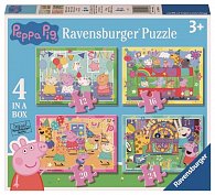 Puzzle Prasátko Peppa na oslavě 4 v 1