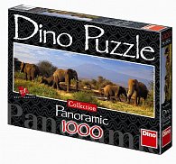Stádo slonů - puzzle Panoramic 1000 dílk