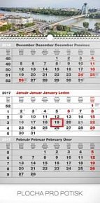 Mesto šedý 3mesačný - nástenný kalendár 2017