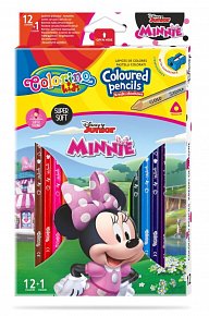 Colorino Disney Junior Minnie - pastelky trojhranné 12 barev + ořezávátko