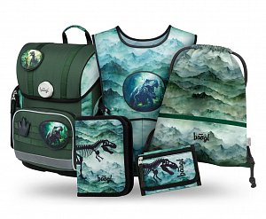 BAAGL SET 5 Ergo Dino: aktovka, penál, sáček, zástěra, peněženka