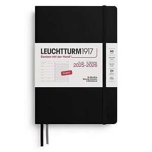 Weekly Planner & Notebook 2026 Medium (A5) 18 Months Black