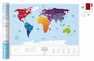 Stírací mapa světa Travel Map Silver World 60x80cm