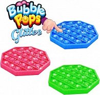Bubble pops - Praskající bubliny s glitry silikon antistresová spol. hra 3 barev 12,5x12,5cm v sáčku