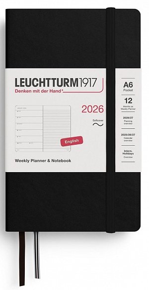 Weekly Planner & Notebook 2026 Pocket (A6) Black