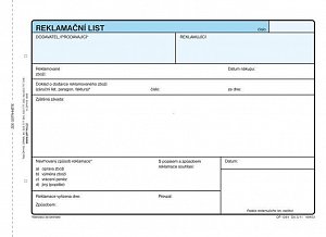 Reklamační list, A5, 100 listů