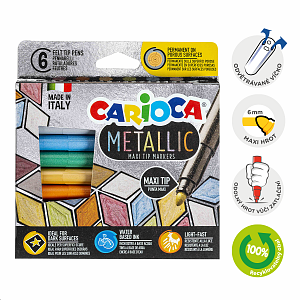 Carioca fixy Metallic, maxi hrot, 6 ks, mix barev