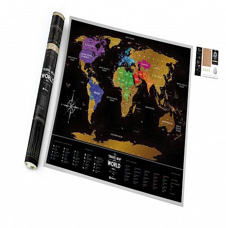 Náhled Stírací mapa světa Travel Map of the World Black
