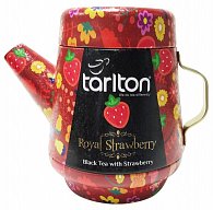 TARLTON Tea Pot Royal Strawberry - sypaný černý čaj s kousky ovoce v plechové konvičce 100g