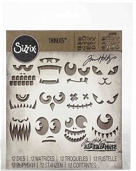 SIZZIX Thinlits vyřezávací kovové šablony - děsivé tváře 12 ks
