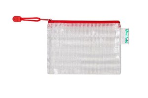 djois obálka se zipem, A5, PVC síťovina, červená, 8 ks