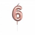 Svíčka dortová rose gold 5 cm číslo 6