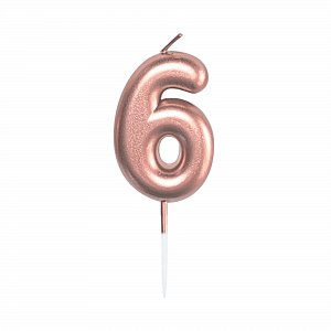 Svíčka dortová rose gold 5 cm číslo 6