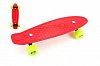 Skateboard - pennyboard 43cm, nosnost 60kg kovové osy, červený, zelená kola