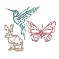 SIZZIX Thinlits vyřezávací kovové šablony - králik, kolibřík a motýl 3 ks