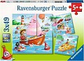 Puzzle Zvířátka a vodní plavidla 3x49 dílků
