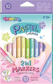 Colorino Pastel oboustranné fixy, štětcový a tenký hrot, 10 barev