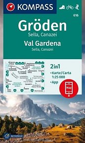 Val Gardena, Sella, Canazei 1:25 000 / turistická mapa KOMPASS 616
