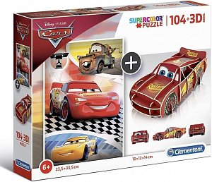 Clementoni Puzzle Supercolor Cars / 104 dílků + 3D model
