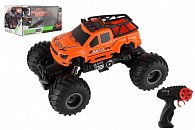 Auto RC pick up Off road terénní plast 23cm 2,4GHZ na baterie se světlem oranžový v krab. 30x15x19cm