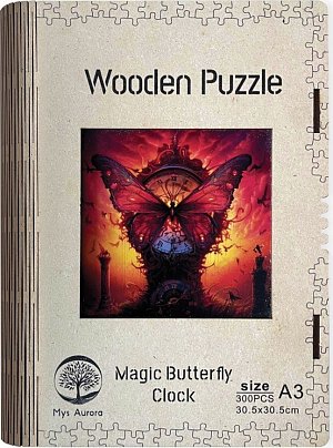Dřevěné puzzle/Magické motýlí hodiny A3
