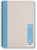 Kroužkový zápisník B5, čistý, světle modrý, 50 listů