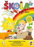 Škola je tu – Cesta k poznávání a čtení s pohádkami (barevná pracovní učebnice pro předškoláky s přílohou leporelo)