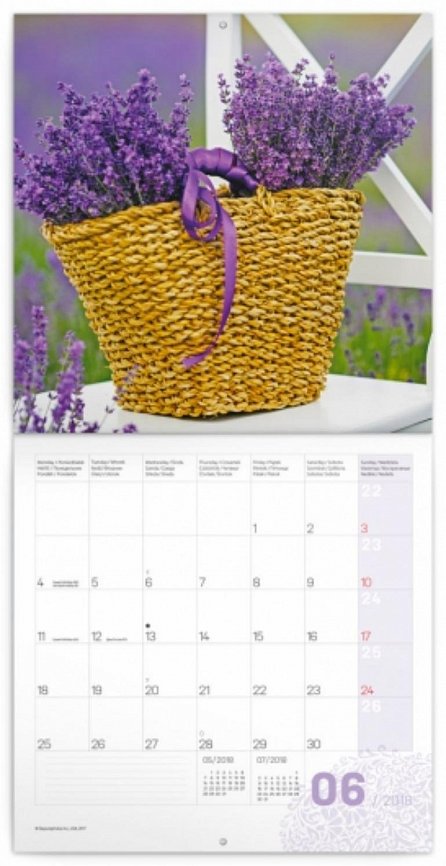 Náhled Kalendář poznámkový 2018 - Provence - voňavý, 30 x 30 cm