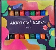 Akrylové barvy 18x36ml i na keramiku,sklo,kameny v krabičce 30x27x3cm