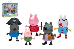 Prasátko Peppa/Peppa Pig plast set 5 figurek v maškarních šatech v krabičce 16x15x4,5cm