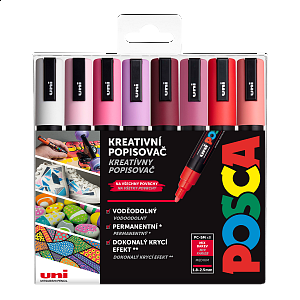 Posca sada popisovačů PC-5M, LOVE, 1,8 - 2,5 mm, mix teplých tónů (8 ks)