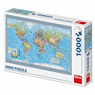 Puzzle Politická mapa světa 66x47cm 1000 dílků v krabici 32x23x7cm