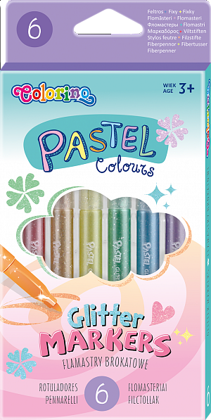 Colorino popisovače se třpytkami Pastel, kulaté, 6 barev