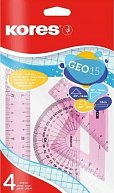 Sada na geometrii GEO set 15cm, set plastových pravítek, 4 ks v polybagu