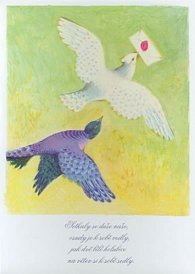 Pohlednice - Dvě holubičky s dopisem