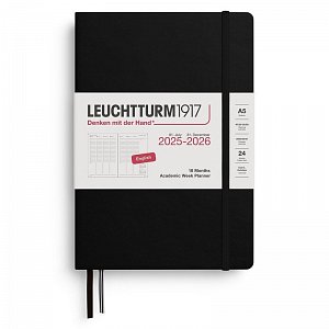 Academic Week Planner 2026 Medium (A5) 18 Months Black