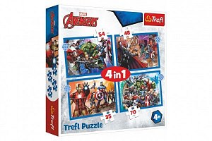 Trefl Puzzle Stateční Avengers 4v1 (35,48,54,70 dílků)